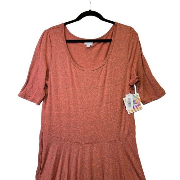 NWT LuLaRoe Nicole Dress Fit & Flare 3XL Solid Heather Red - Picture 8 of 9
